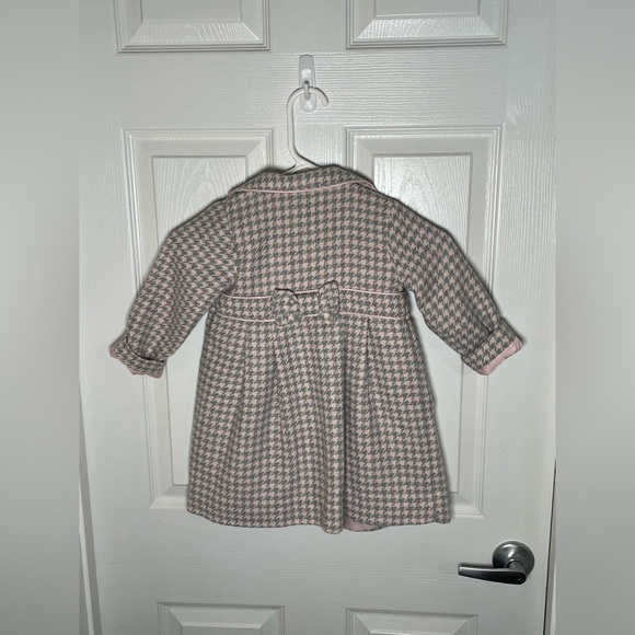 CAMILLA GIRLS BABY PINK GRAY WOOL BLEND HOUNDSTOOTH JACKET SIZE 24M - Picture 6 of 7